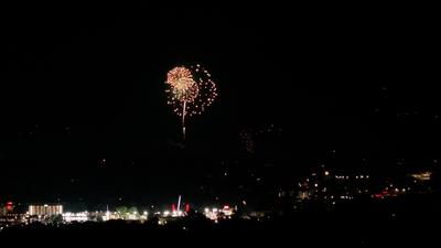 View of Dollywood's Seasonal Drone and Fireworks Show from Winter Ridge