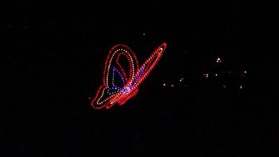 View of Dollywood's Seasonal Drone and Fireworks Show from Winter Ridge