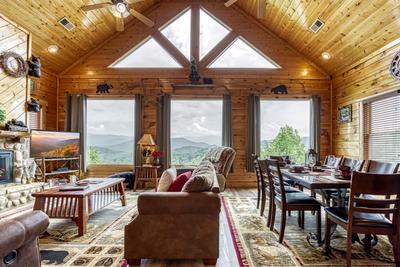 Bear's View living room with floor to ceiling windows