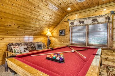 Bear's View pool table in loft area