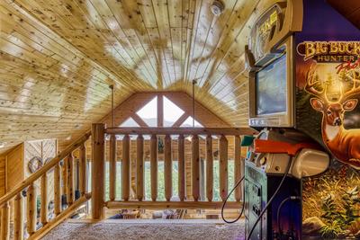 Bear's View loft area with Buck Hunter game