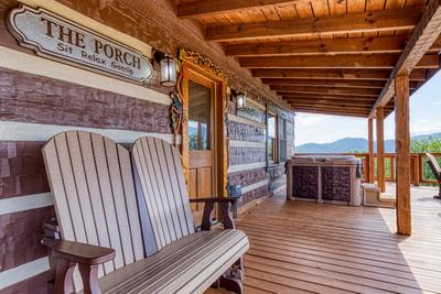 Secluded Summit front deck with hot tub