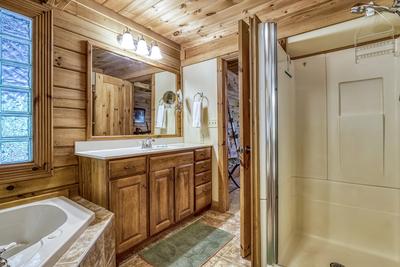 Blue Sky main level bathroom with single vanity