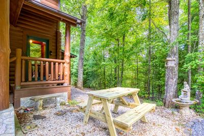 Blue Sky picnic table and main entrance