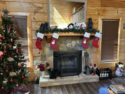 Baby Bear Cabin holiday decorations