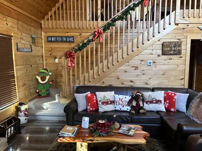 Baby Bear Cabin holiday decorations