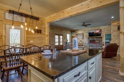 The Manor at Burg Hill kitchen island and dining table