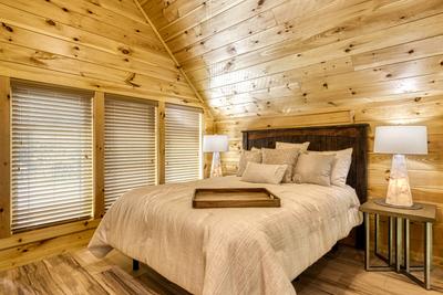 Midnight Bowling loft bedroom with king size adjustable bed