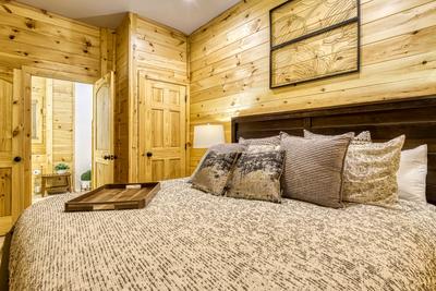 Midnight Bowling lower level bedroom with king size adjustable bed