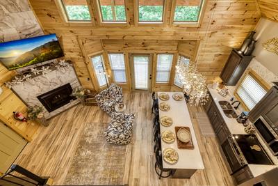 Midnight Bowling living room and fully furnished kitchen