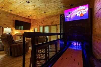 Midnight Bowling duck pin bowling and lower level sitting area