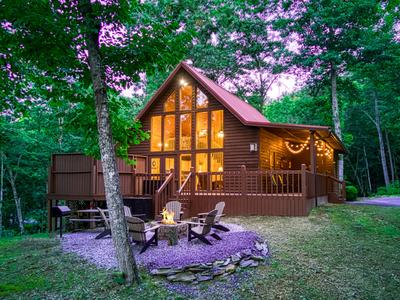 Autumn Colors view of the cabin at dawn