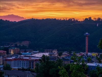 The Manor at Burg Hill arial view of downtown Gatlinburg