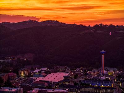 The Manor at Burg Hill arial view of downtown Gatlinburg