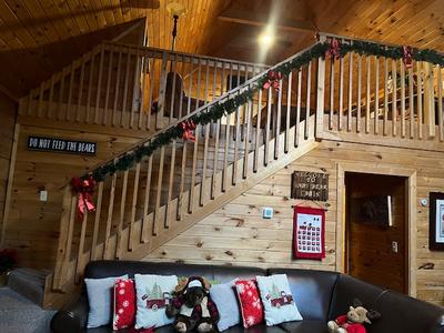 Baby Bear Cabin Winterfest decorations