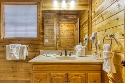 Ole Red upper level bathroom with single vanity
