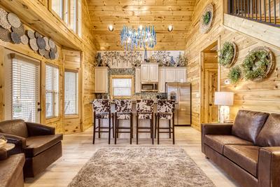 Firefly Strike Retreat living room and fully furnished kitchen