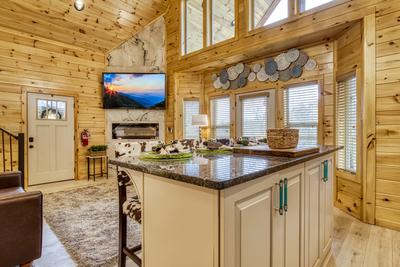 Firefly Strike Retreat kitchen island and living room