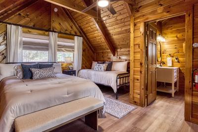 Sweet Dreams loft area bedroom and bathroom