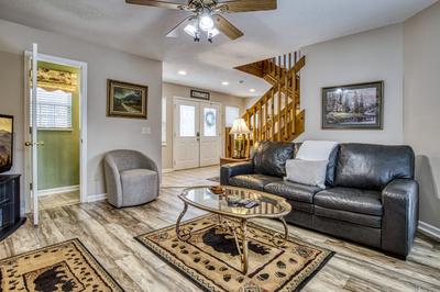 Triple the Mountain Views living room and half bath