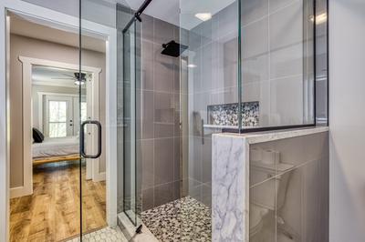 Mountain Lake Home bathroom with walk in shower