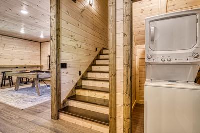 Honey Bear lower level game room and washer and dryer
