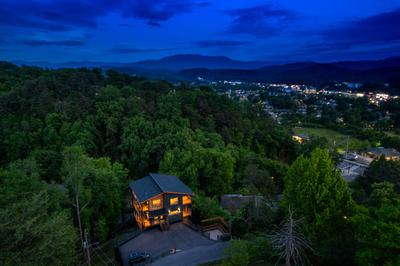 Honey Bear birds eye view of the cabin and downtown Pigeon Forge