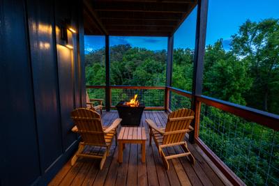 Honey Bear wrap around deck with propane fire pit