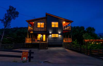 Honey Bear cabin at night