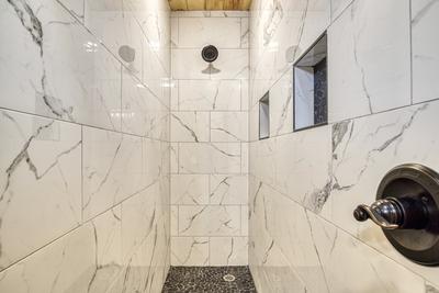 Mountain Memories lower level bathroom with oversized walk in shower