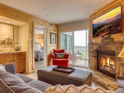 Ober the Rainbow living room with 55 inch TV