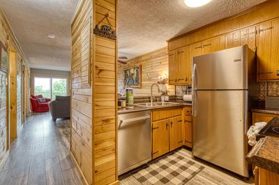 Ober the Rainbow fully furnished kitchen and living room