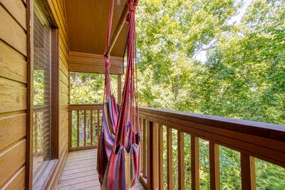 Forest Hollow hammock on upper level deck