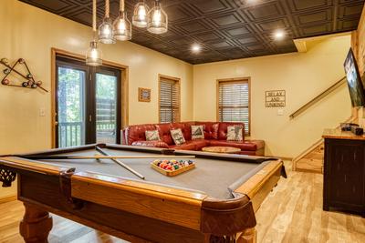 Forest Hollow pool table in lower level game room