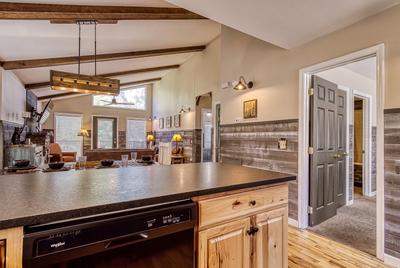 The Playful Bear fully furnished kitchen and living room