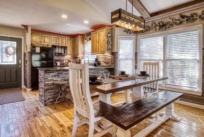 The Playful Bear dining area and fully furnished kitchen