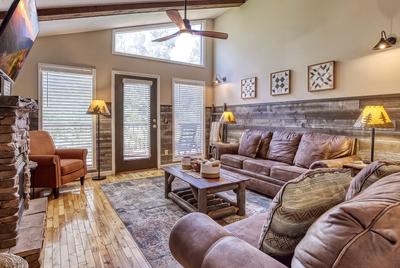 The Playful Bear living room with deck access