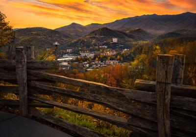 Gatlinburg Tennessee at sunset