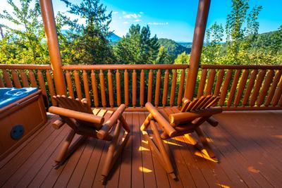 Smoky Mountain Cabin Rental with outdoor seating area for 2
