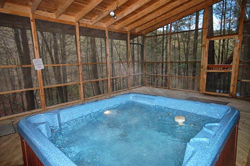 Hot Tub in Screened in Deck