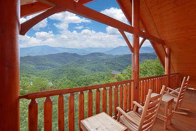 Panoramic scenic Smoky Mountain views from Heavenly Heights cabin in Pigeon Forge