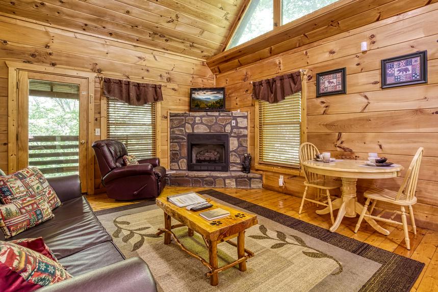 Living and Eating Area Naughty Pines Pigeon Forge Cabin Rental