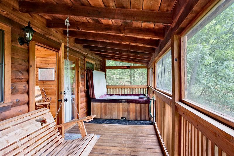 Hot tub and porch swing