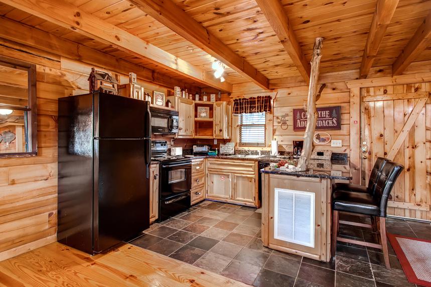 Full Kitchen of this 2 bedroom cabin rental