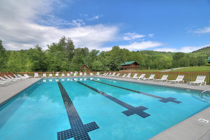 This large outdoor swimming pool is perfect for a summer day in Wears Valley