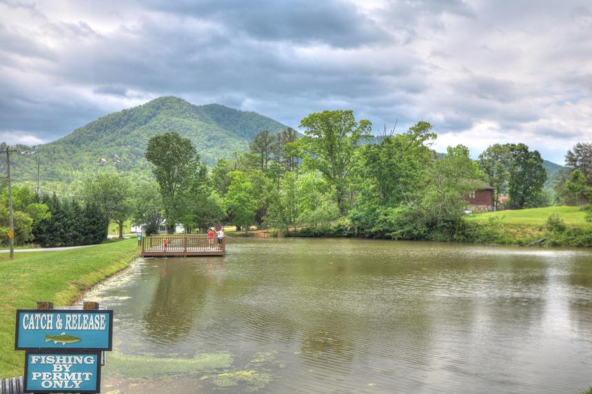 Enjoy the catch and release fishing pond during the summer months in the Smokies