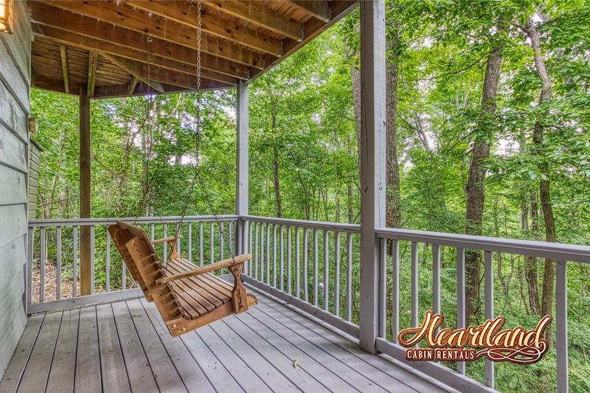 patio of vacation cabin rental  in pigeon forge