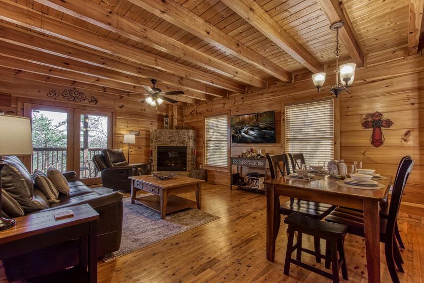 Living area at Morning Glory Cabin