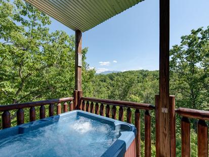 Hot tub with view of the Smoky Mountains