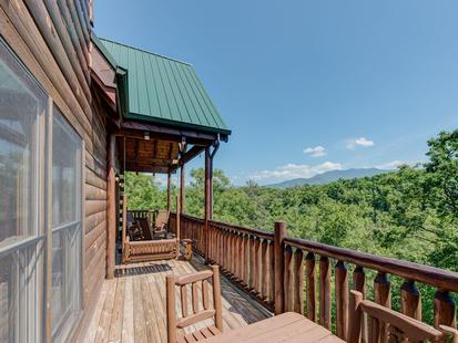 Back deck porch with views of the Smoky Mountains